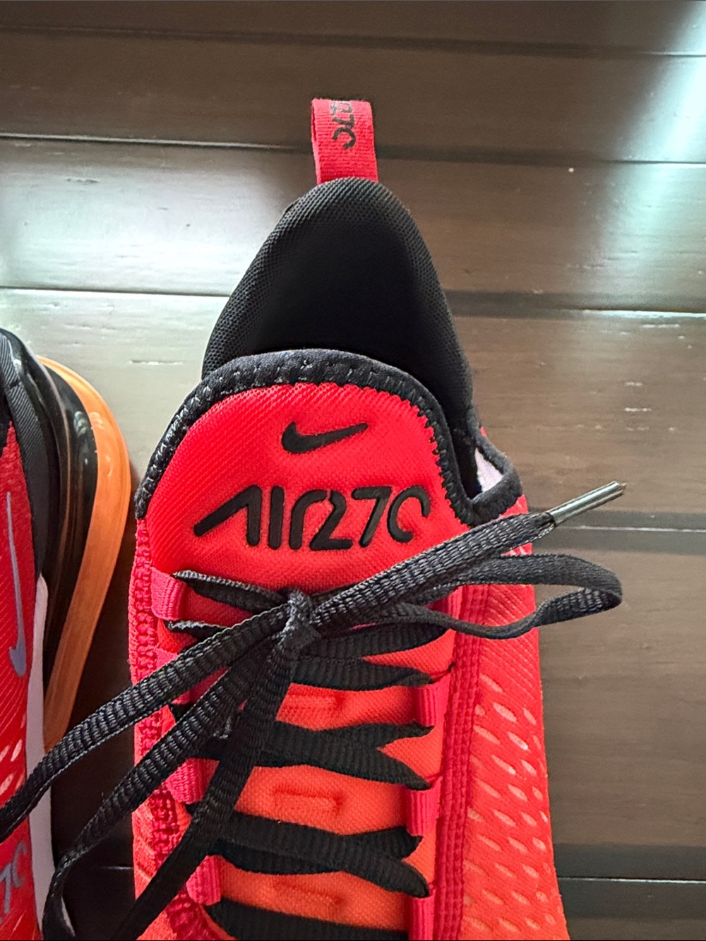 Nike Red and Black Air 270 with Orange Air Unit - Picture 2 of 6